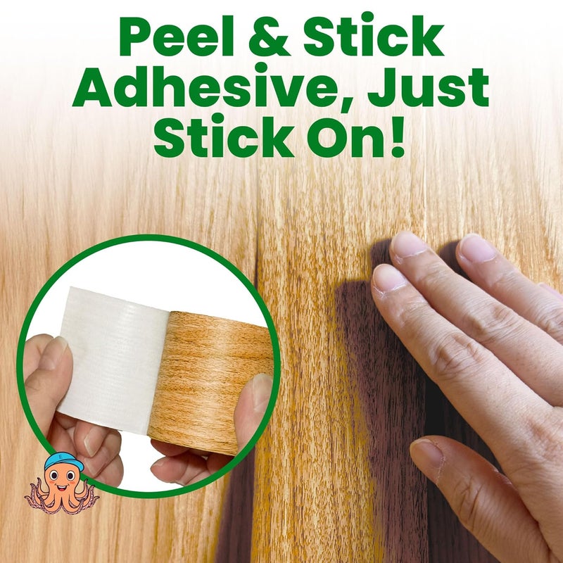ECOHomes Wood Grain Repair Tape - Self Adhesive Brown Wood Colored Tape for Furniture Repair | Peel & Stick Veneer Strips Trim, Woodgrain Duct Tape for Furniture, Vinyl Floor, Door Patch Kit (Black) - Image 4